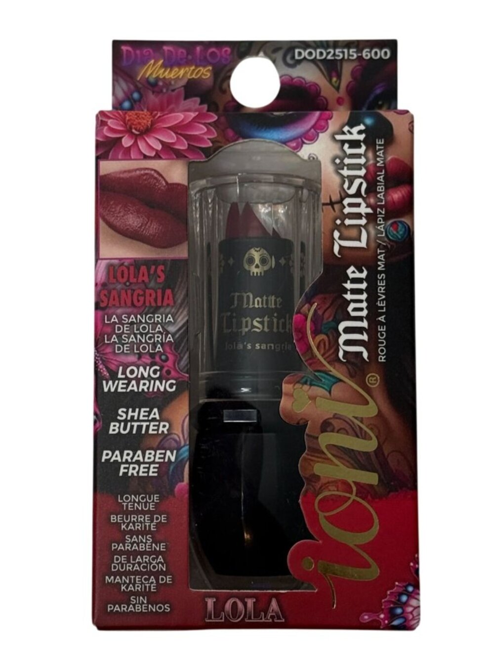 Ioni Dia De Los Muertos Matte Lipstick Lolas Sangria Berry Wine NIB